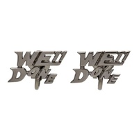 웰던 We11done Gunmetal Graphic Logo Clip-On Earrings 221327F022001