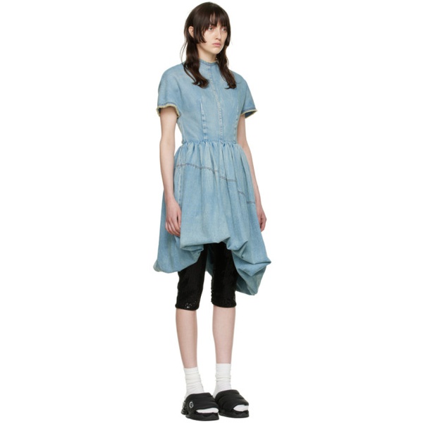  웰던 We11done Blue Denim Mini Dress 221327F052000