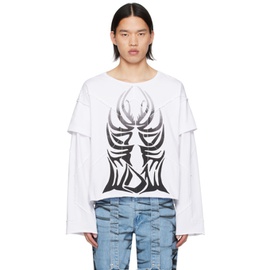 Who Decides War White Winged Long Sleeve T-Shirt 241389M213071