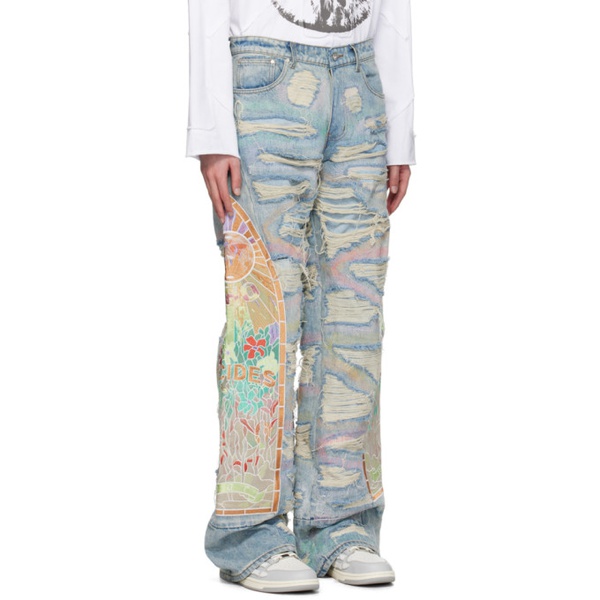  Who Decides War Blue Embroidered Jeans 241389M186013