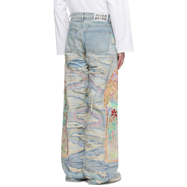  Who Decides War Blue Embroidered Jeans 241389M186013