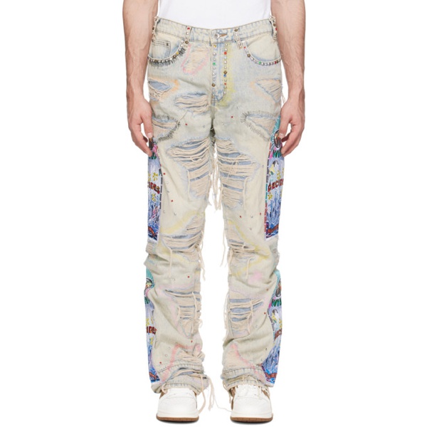  Who Decides War Blue Embroidered Jeans 241389M186020