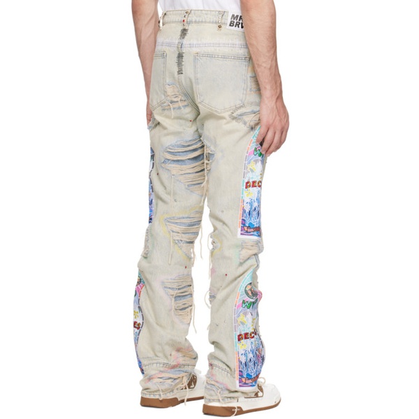  Who Decides War Blue Embroidered Jeans 241389M186020