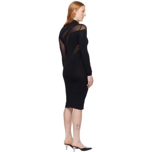  월포드 Wolford Black Sheer Opaque Midi Dress 241017F054000