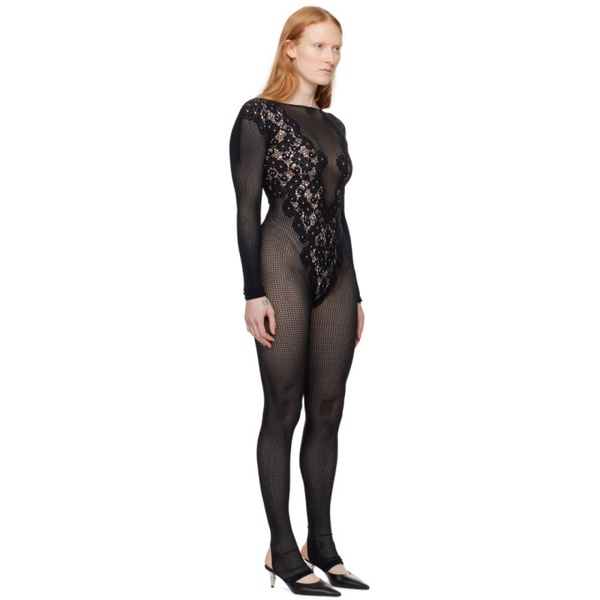  월포드 Wolford Black Flower Lace Jumpsuit 241017F070001
