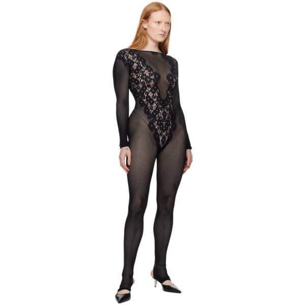  월포드 Wolford Black Flower Lace Jumpsuit 241017F070001