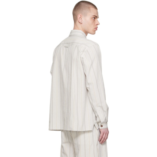  XENIA TELUNTS White & Blue Stripe Daily Shirt 241955M192001