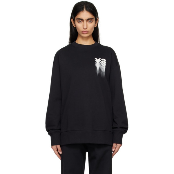  Y-3 Black Graphic Sweatshirt 241138F096005