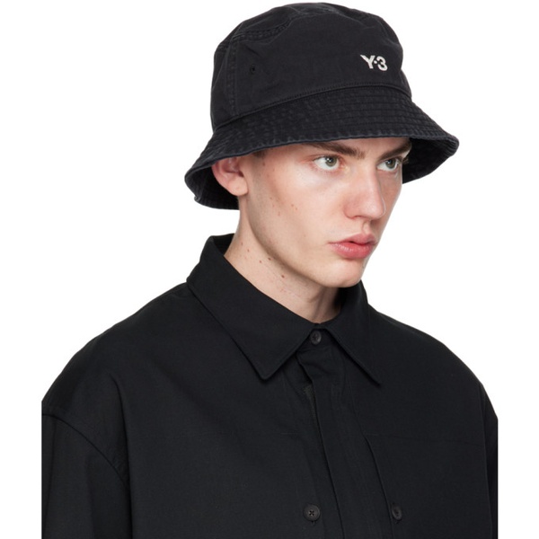  Y-3 Black Denim Bucket Hat 241138M140003