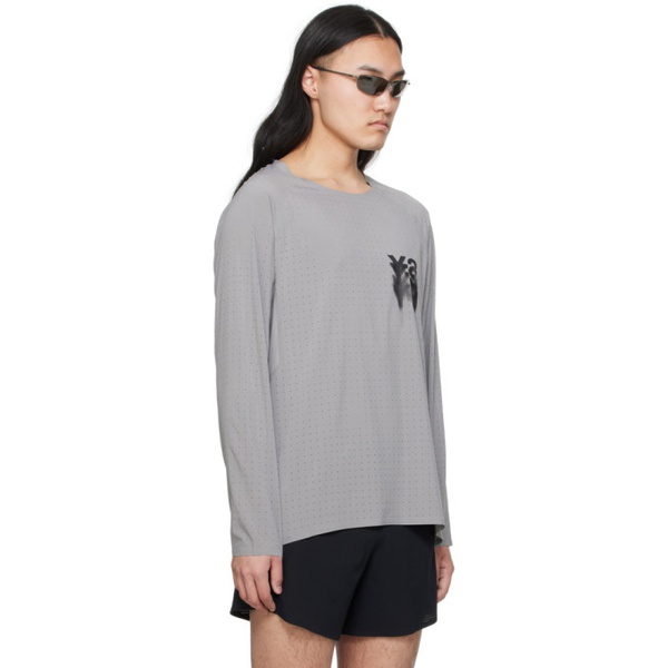  Y-3 Gray Printed Long Sleeve T-Shirt 241138M213030