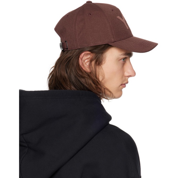  Y-3 Burgundy Embroidered Cap 241138M139005