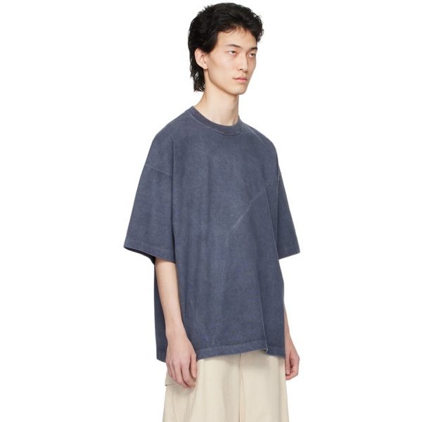  YLEEVE Blue Garment-Dyed T-Shirt 241204M213006