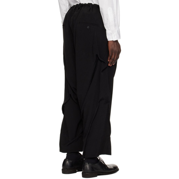  요지 야마모토 YOHJI YAMAMOTO Black Gathered Trousers 241573M191004