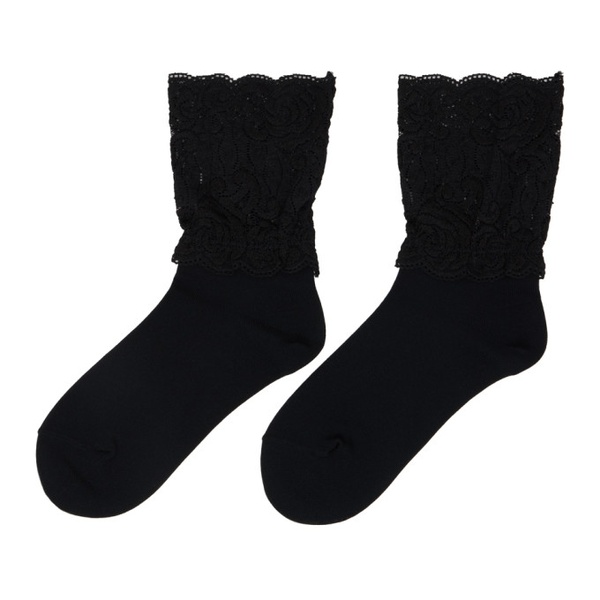  요지 야마모토 YOHJI YAMAMOTO Black Shorts Lace Socks 241573F076002