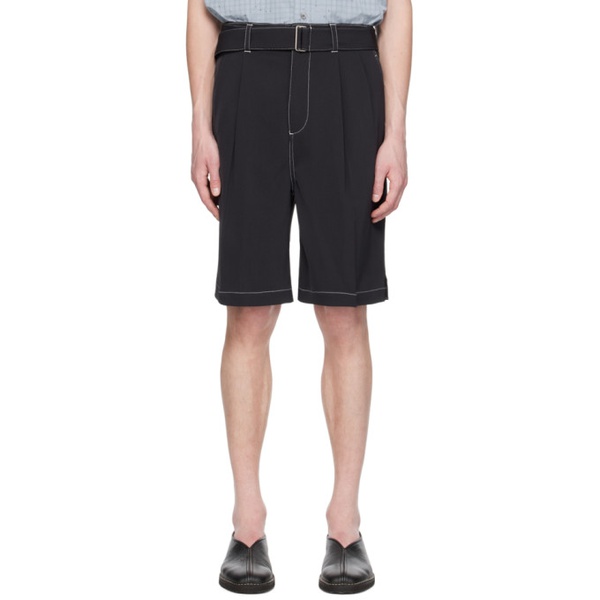  YOKE Black Belted Shorts 241199M193000