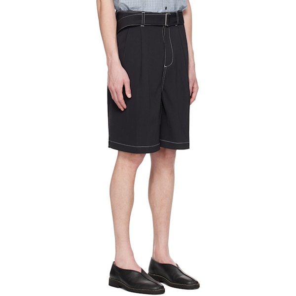  YOKE Black Belted Shorts 241199M193000