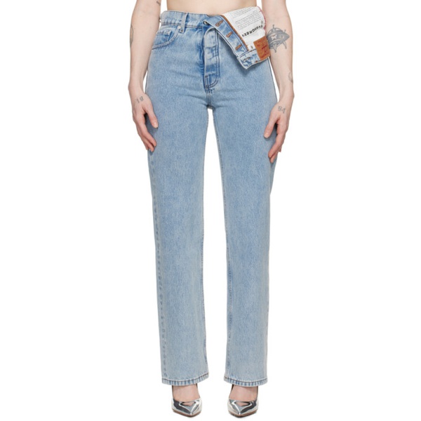  와이프로젝트 Y/Project Blue Asymmetric Waist Jeans 241893F069026