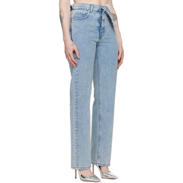  와이프로젝트 Y/Project Blue Asymmetric Waist Jeans 241893F069026