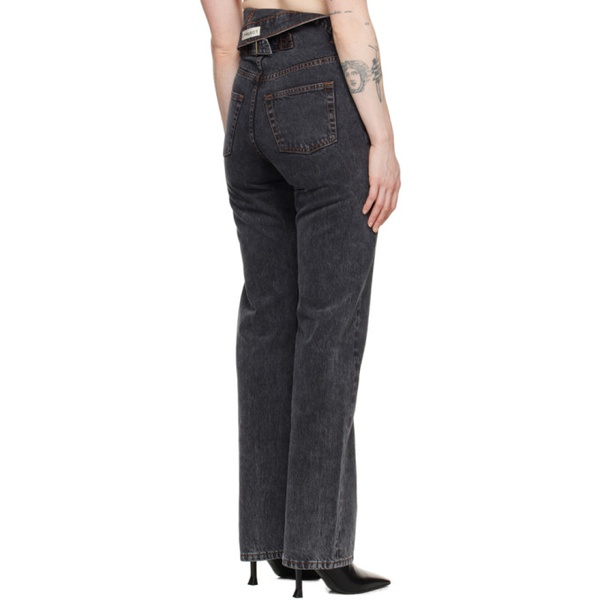  와이프로젝트 Y/Project Black Asymmetric Waist Jeans 241893F069025