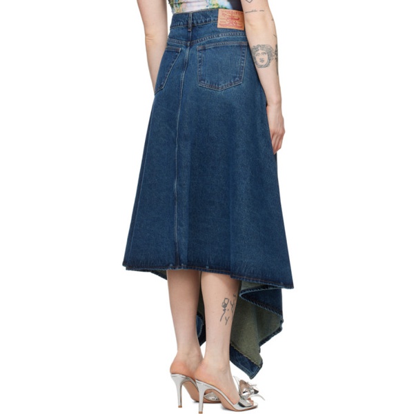  와이프로젝트 Y/Project Blue Cut Out Denim Midi Skirt 241893F093001