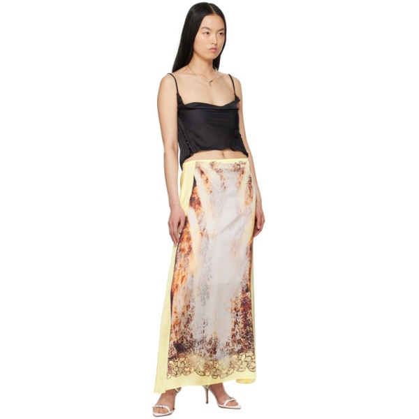  와이프로젝트 Y/Project Yellow Lace Print Maxi Skirt 241893F093002