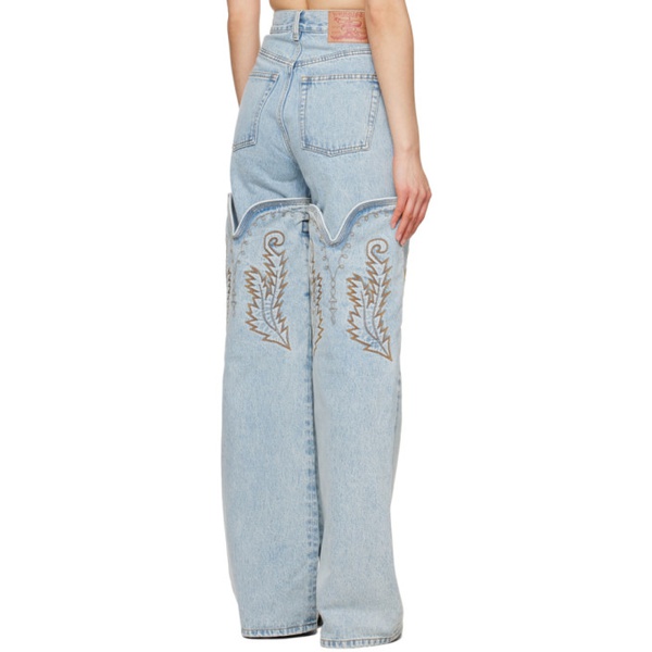  와이프로젝트 Y/Project Blue Maxi Cowboy Cuff Jeans 241893F069006