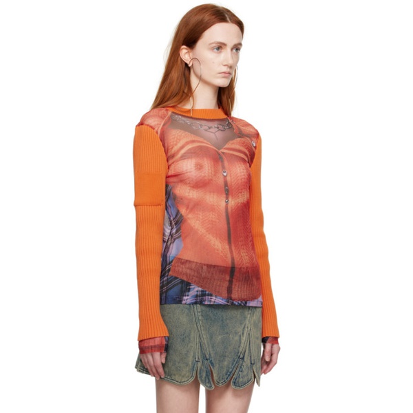  와이프로젝트 Y/Project Orange 장 폴 고티에 Jean Paul Gaultier 에디트 Edition Trompe LOeil Ruffle Cardigan Long Sleeve T-Shirt 231893F096002