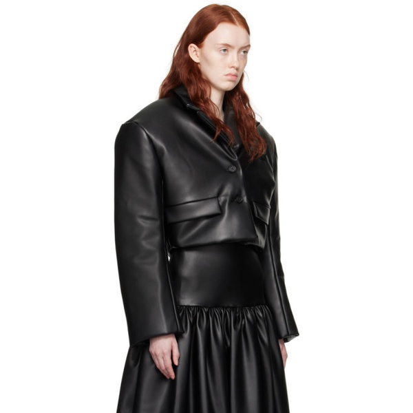  YUME YUME Black Cropped Arthur Faux-Leather Jacket 232844F063000