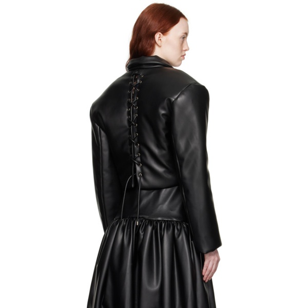  YUME YUME Black Cropped Arthur Faux-Leather Jacket 232844F063000