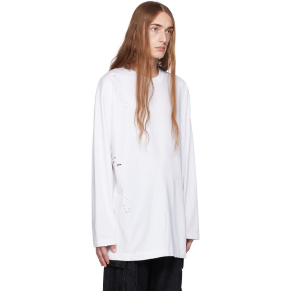  Youth White Damaged Long Sleeve T-Shirt 232984M213001