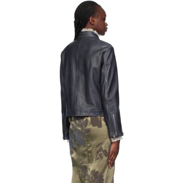  Youth Gray Paneled Leather Jacket 232984F064001