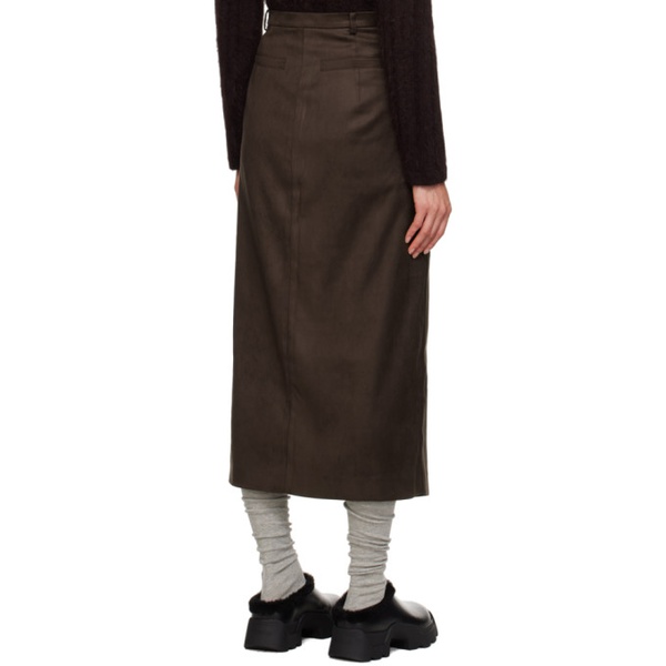  Youth Brown Wrap Faux-Leather Midi Skirt 232984F092002