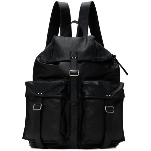  Youth Black Leather Ruck Sack Backpack 241984M166000