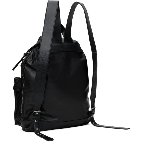  Youth Black Leather Ruck Sack Backpack 241984M166000