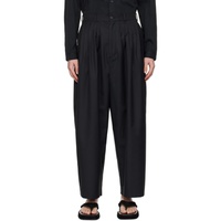 Youth Black Easy Pleats Trousers 241984M191000