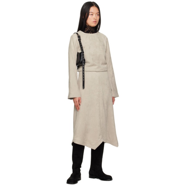  Youth Gray Asymmetric Faux-Leather Midi Dress 232984F054000