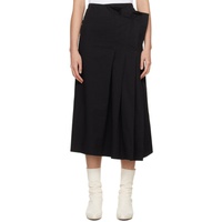 Ys Black Wrap Midi Skirt 241731F092006