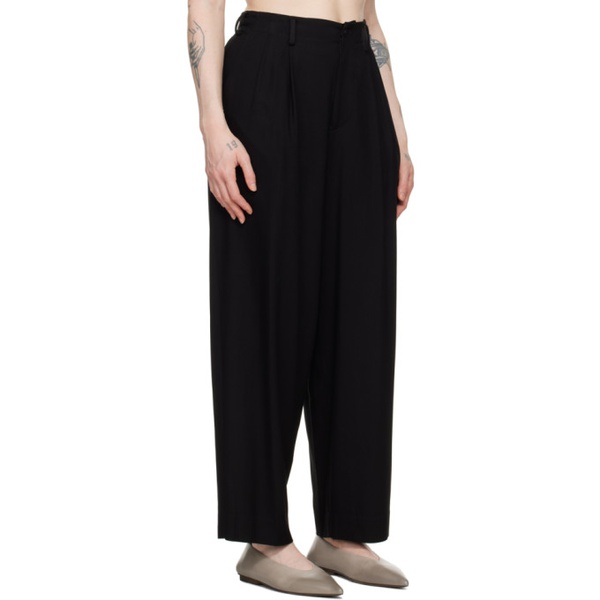  Ys Black Double Tucked Trousers 241731F087017