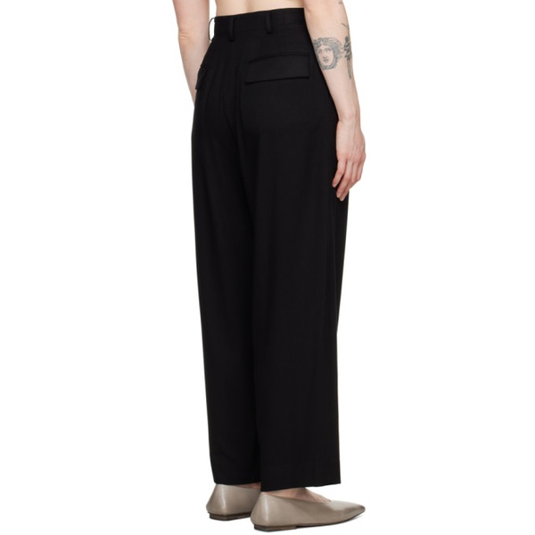  Ys Black Double Tucked Trousers 241731F087017