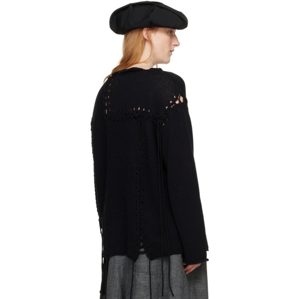  Ys Black Lace-Up Sweater 241731F096008