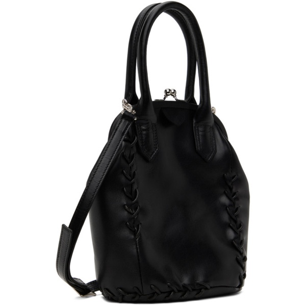  Ys Black Semi-Gloss Smooth Leather Lace-Up Mini Bag 241731F046003