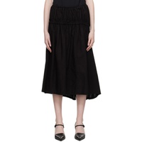 Ys Black Gathered Midi Skirt 231731F092021