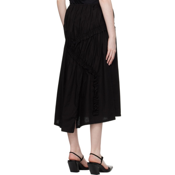  Ys Black Gathered Midi Skirt 231731F092021