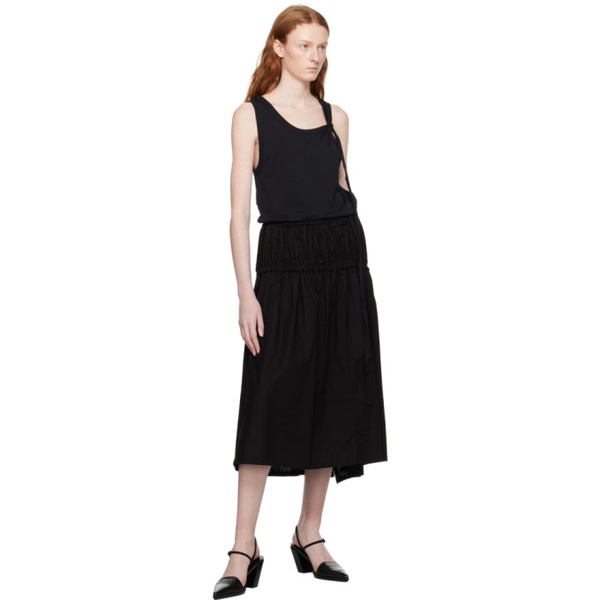  Ys Black Gathered Midi Skirt 231731F092021