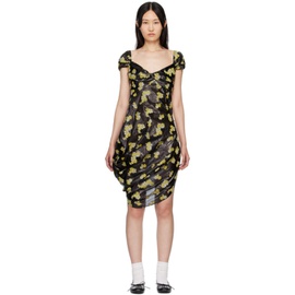 유한 왕 Yuhan Wang Black Floral Jacquard Midi Dress 222053F054003