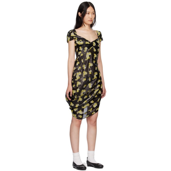  유한 왕 Yuhan Wang Black Floral Jacquard Midi Dress 222053F054003