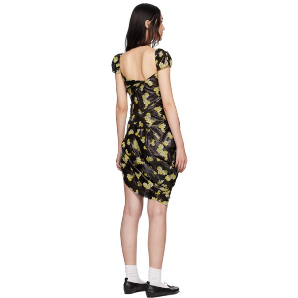  유한 왕 Yuhan Wang Black Floral Jacquard Midi Dress 222053F054003