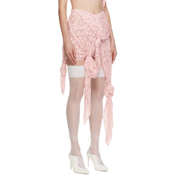  유한 왕 Yuhan Wang Pink Knot Midi Skirt 232053F088001