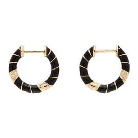 Yvonne Leon Gold & Black Paire De Creoles Mini Torsade Earrings 232590F022001