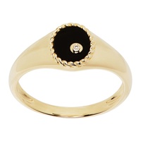 Yvonne Leon Gold Baby Chevaliere Ovale Onyx Ring 241590F011019
